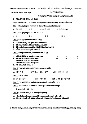 Đề khảo sát tháng 10 năm học 2016 - 2017 môn Toán 6 - Trường THCS Tam Hợp